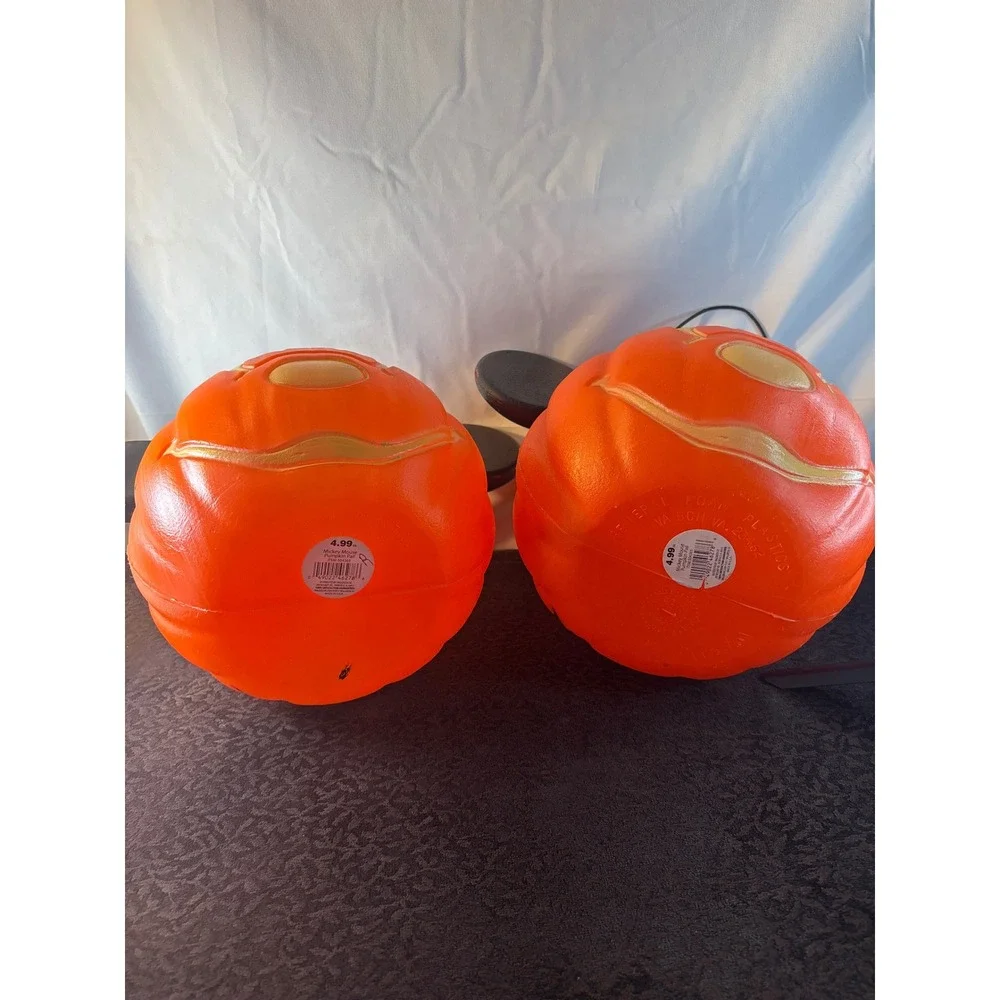 Disney Mickey Mouse Pumpkin Trick or‎ Treat Set of 2 Orange Halloween Pails